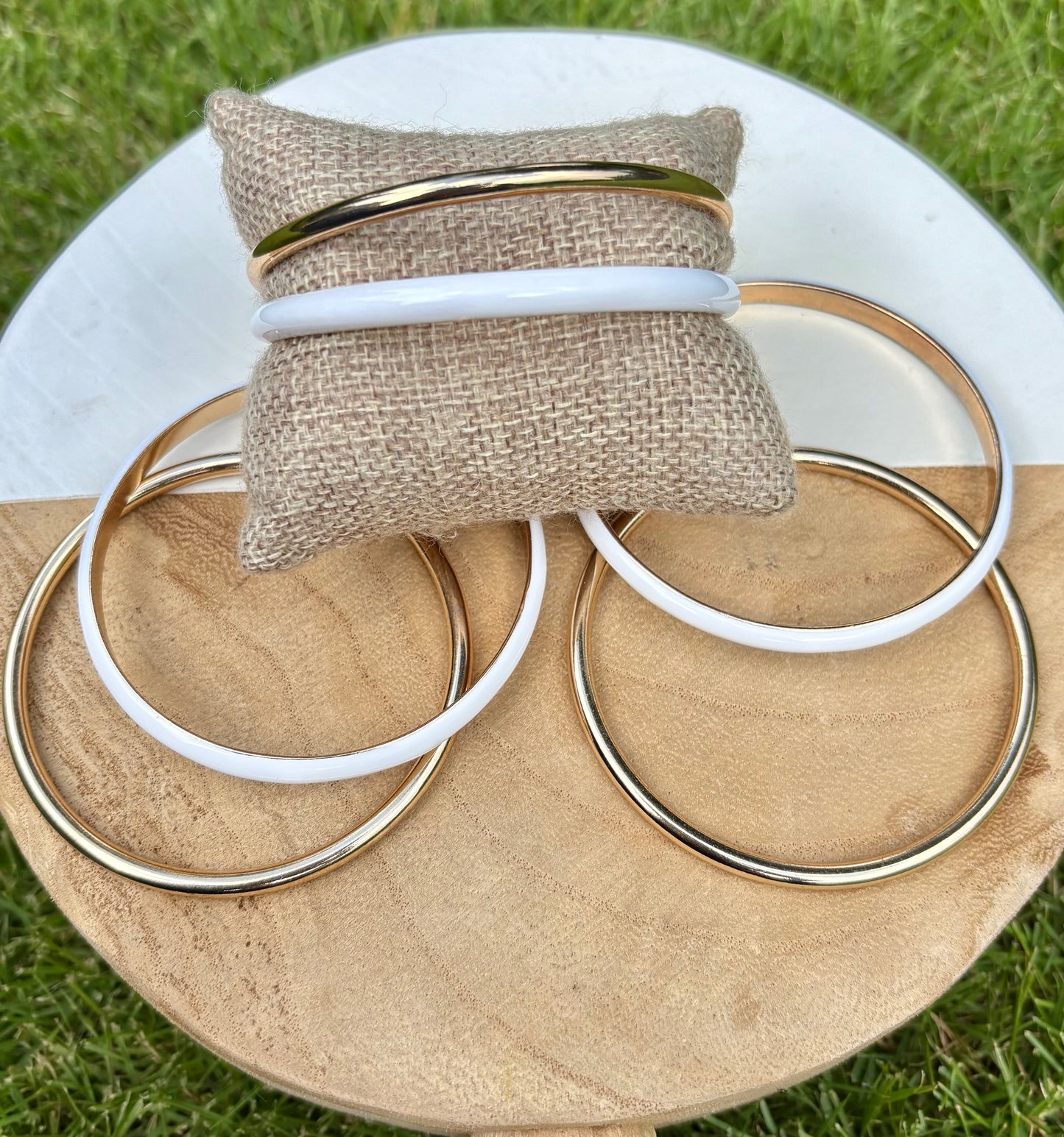 Gold & White Bangle Set