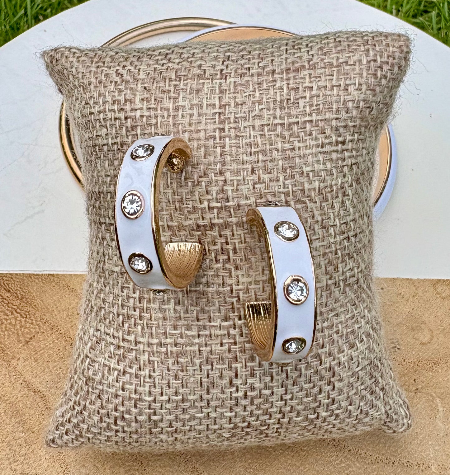 Pam white Epoxy hoop earrings