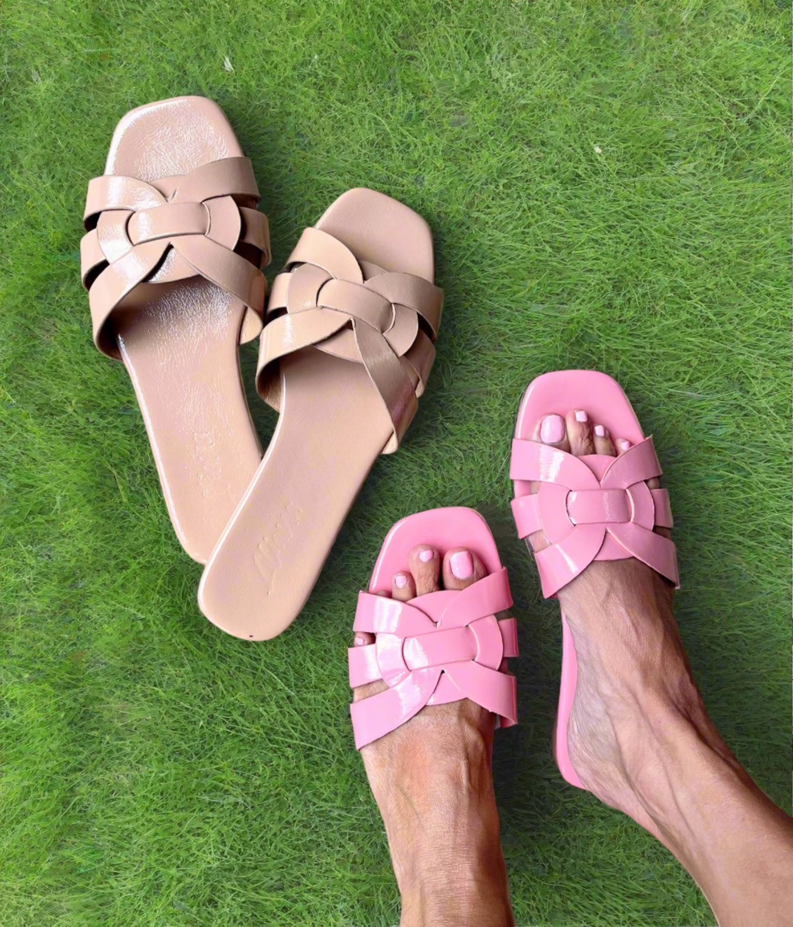 Nude Summer Patent Flats