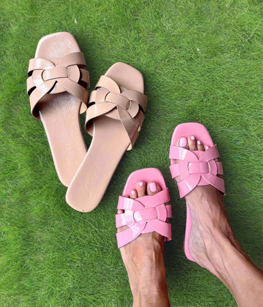 Nude Summer Patent Flats