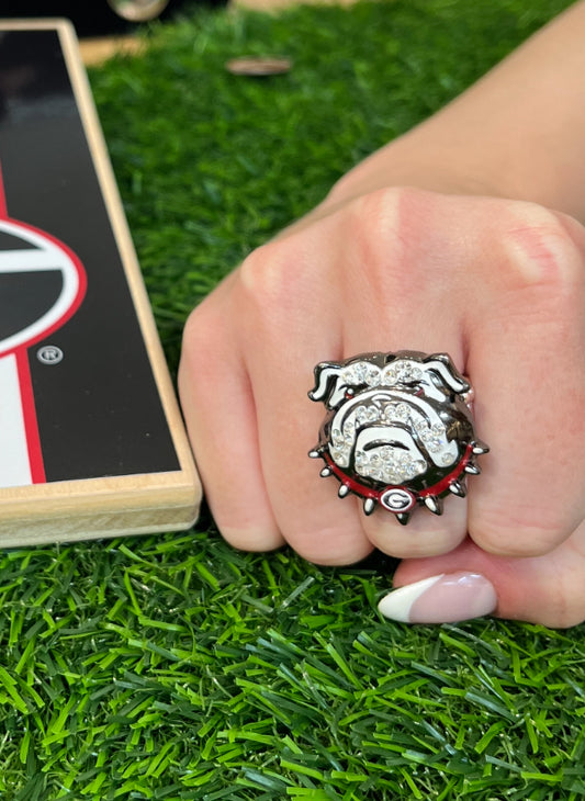 Georgia Bulldog Crystal Mascot Stretch Ring