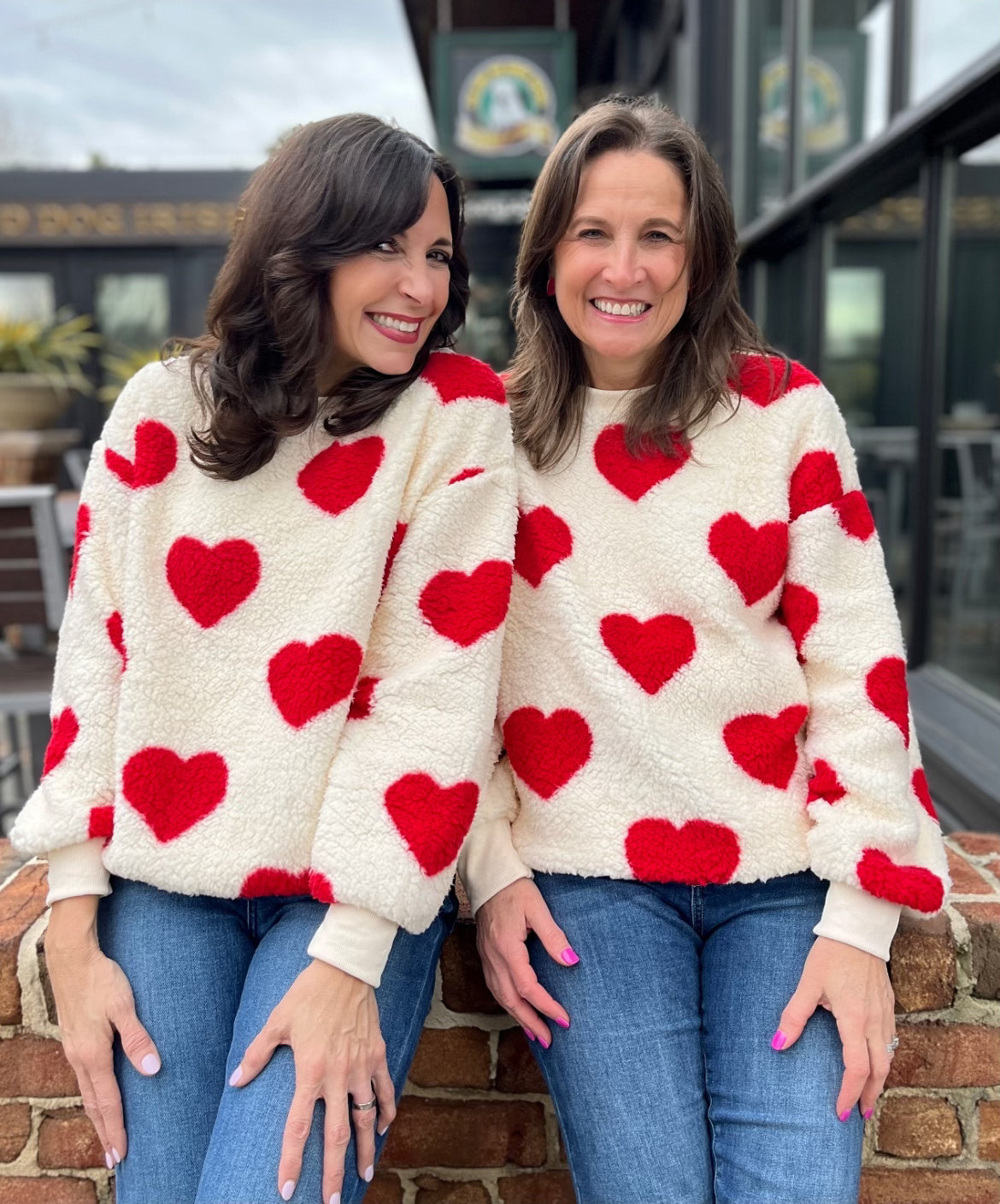 Red Heart Print Sherpa