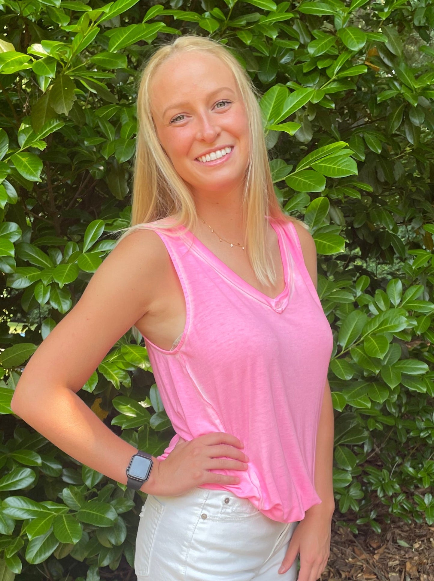 Washed Sleeveless V Neck Top - 2 colors