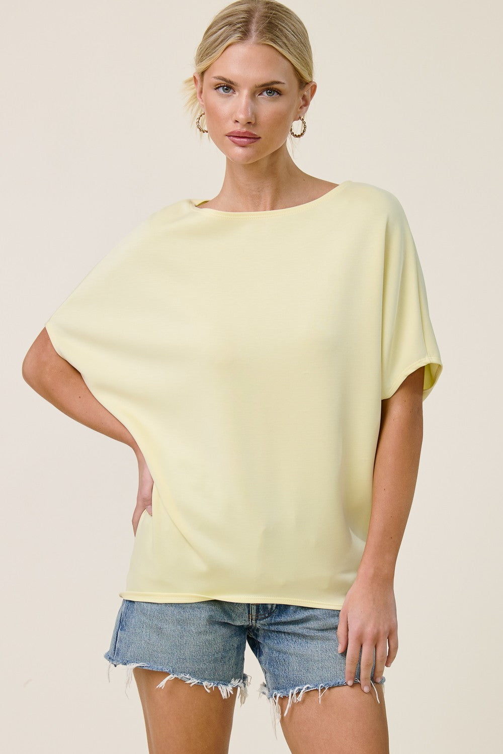 Short Sleeve Scuba Oversized Dolman Top / 3 colors