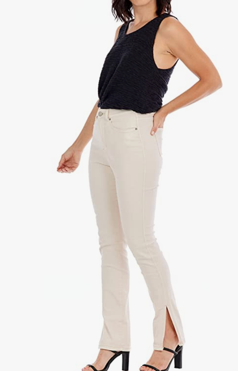 Mud Pie Yorker Side Slit Jean - Pale BLUSH