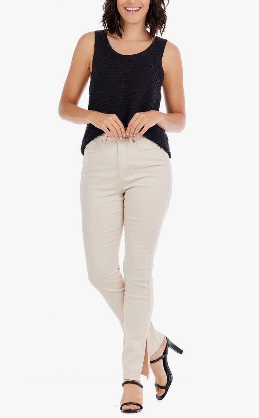 Mud Pie Yorker Side Slit Jean - Pale BLUSH