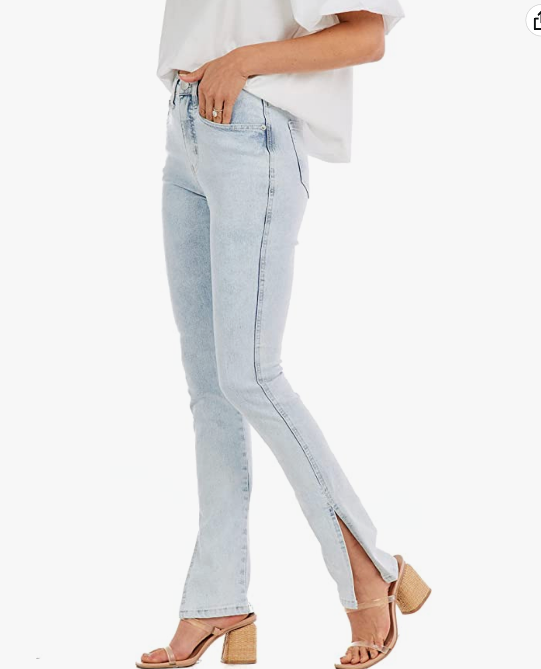 Mud Pie Yorker Side Slit Jean - Light Denim