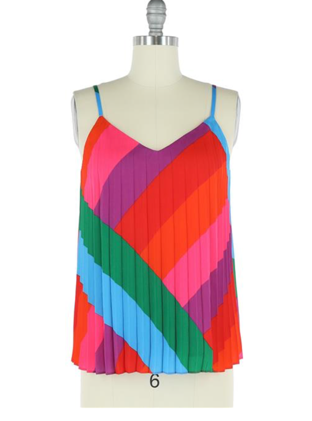 Rainbow Stripe Pleated Cami Top