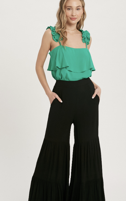 High Waisted Tiered Ruffle Flowy Pant / 2 colors