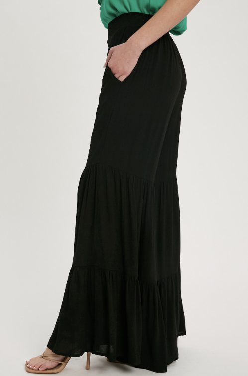 High Waisted Tiered Ruffle Flowy Pant / 2 colors
