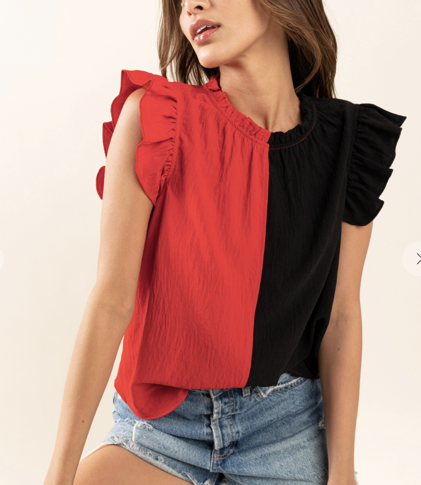 Gameday Short Sleeve Ruffle Blouse / 4 colors