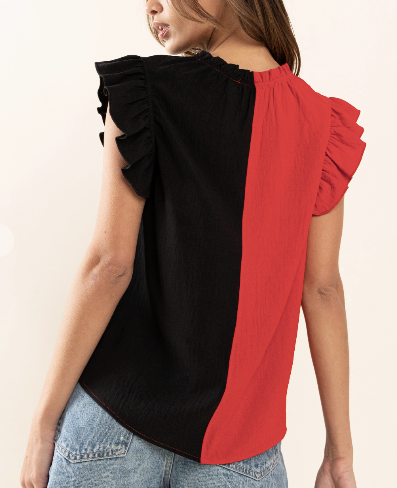 Gameday Short Sleeve Ruffle Blouse / 4 colors