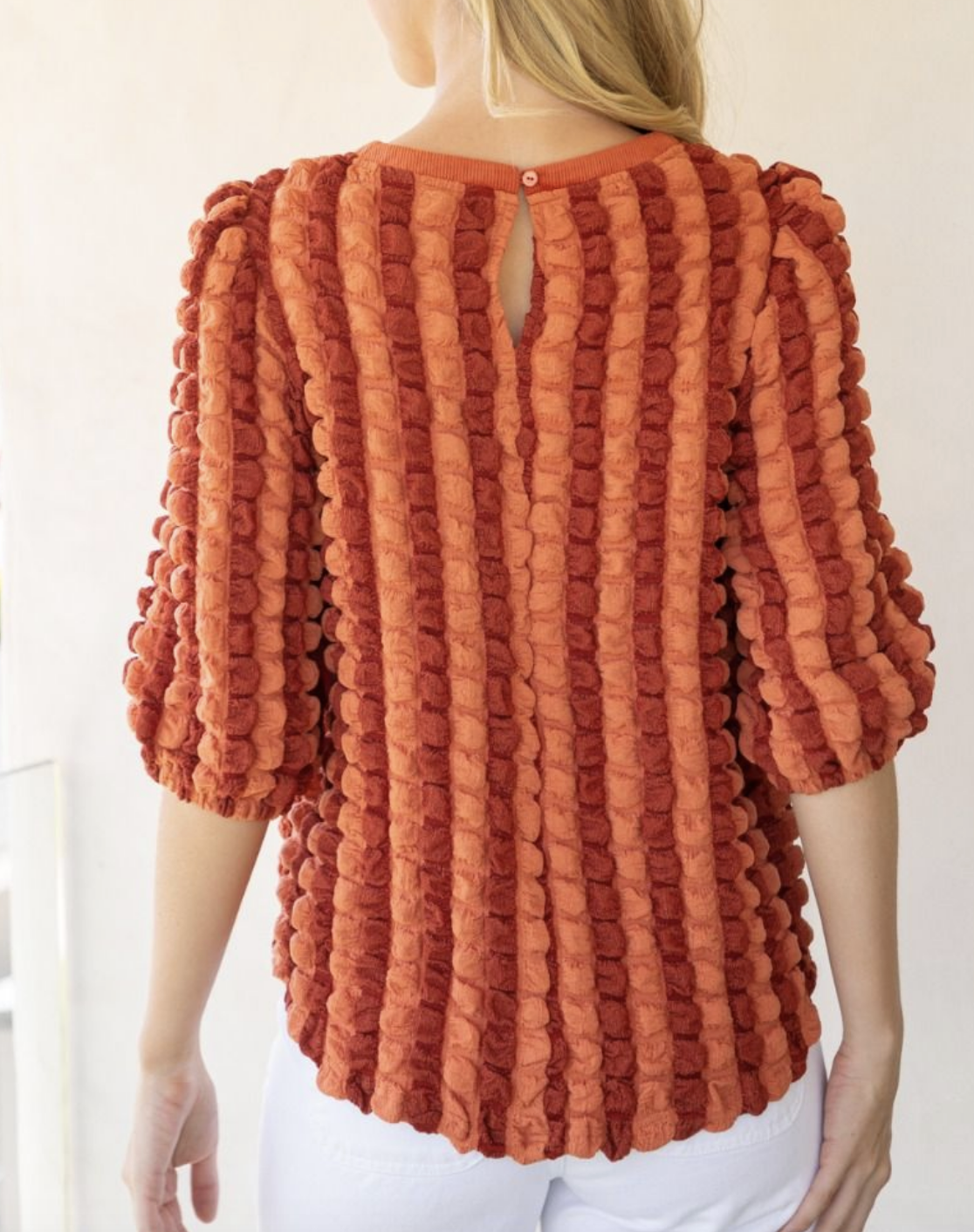 Mixed Rust Puff Textured Top