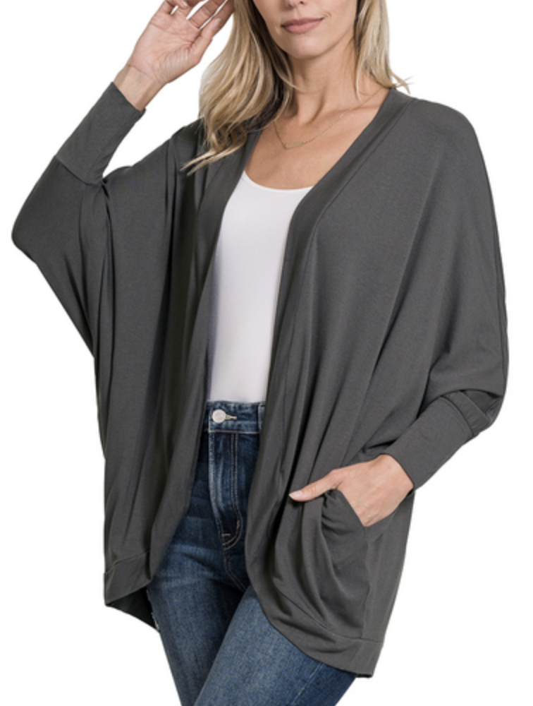 Zenana Plus size Rayon Cocoon Cardigan / 2 colors