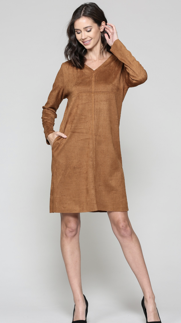 Aurora Suede Long Sleeve Dress / 6 colors