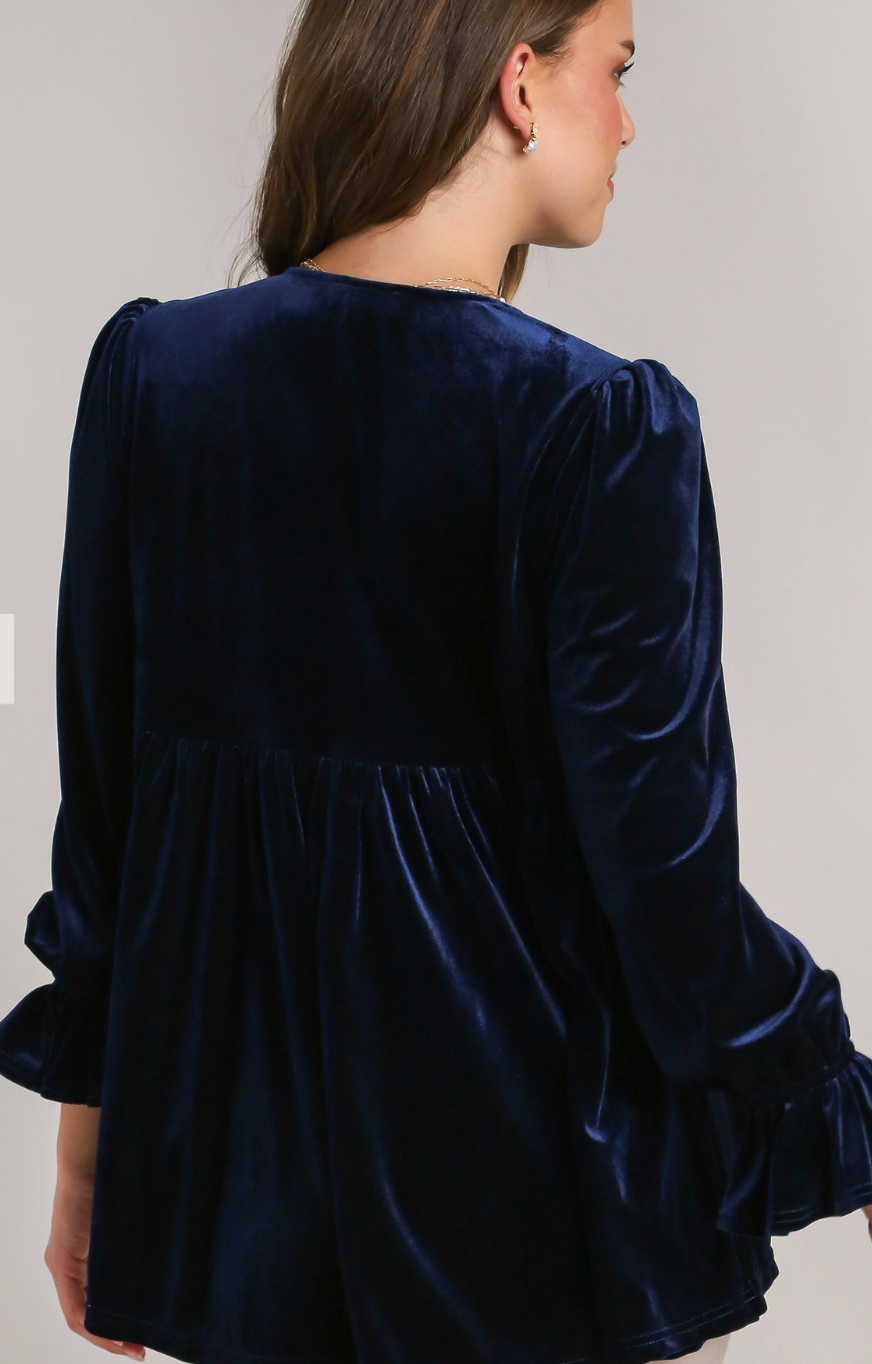 Blue Velvet Smocking Top