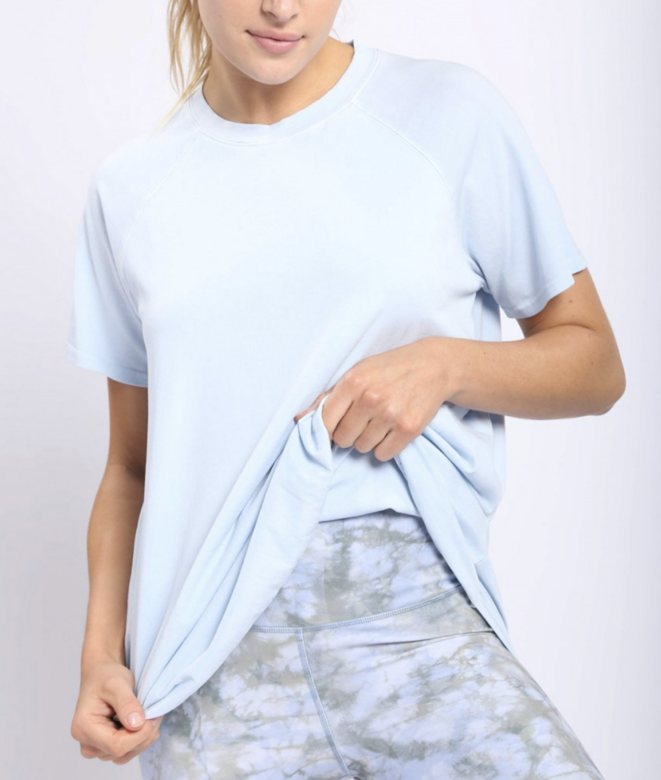 Pima Blue Cotton Bubble Top