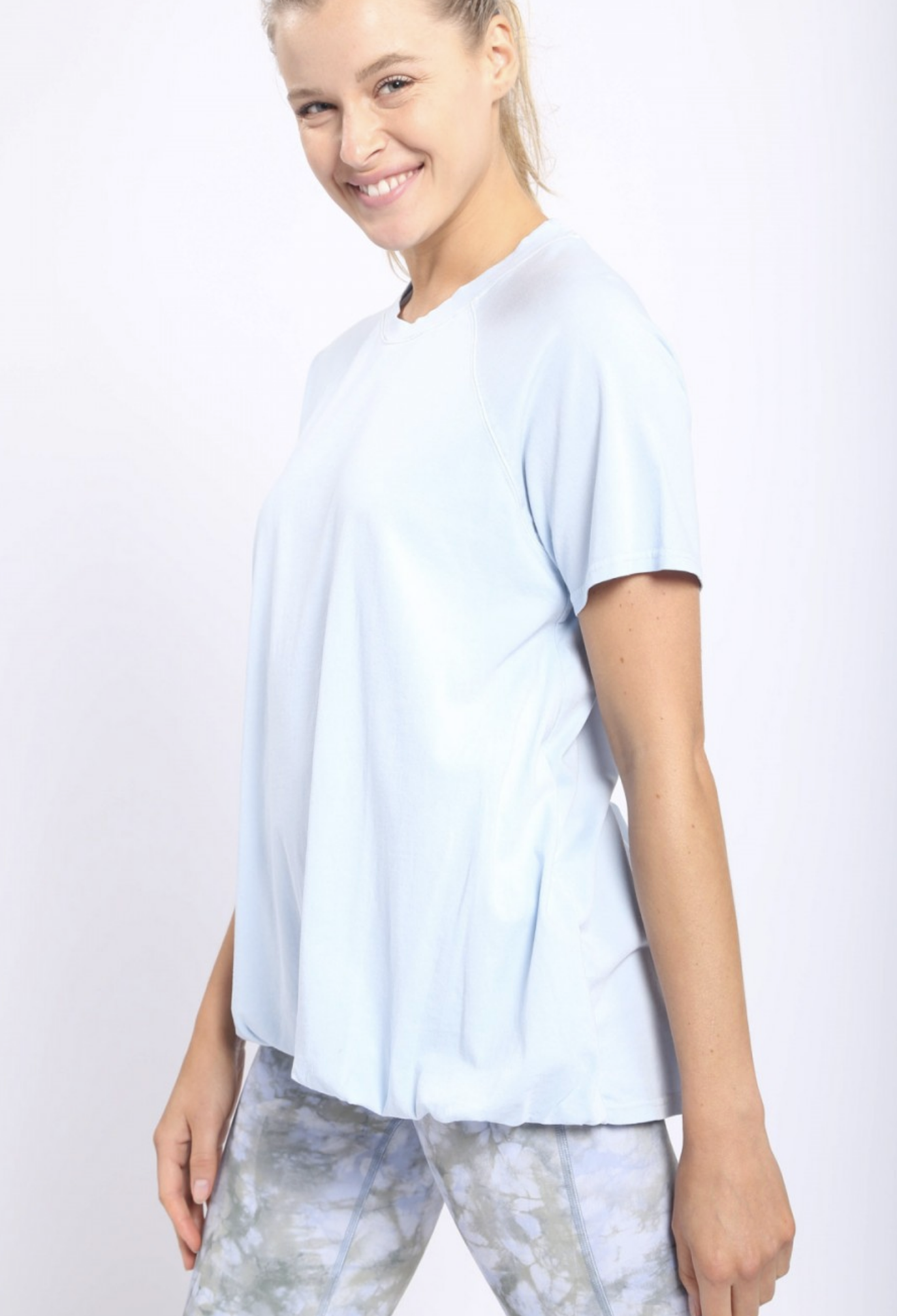 Pima Blue Cotton Bubble Top