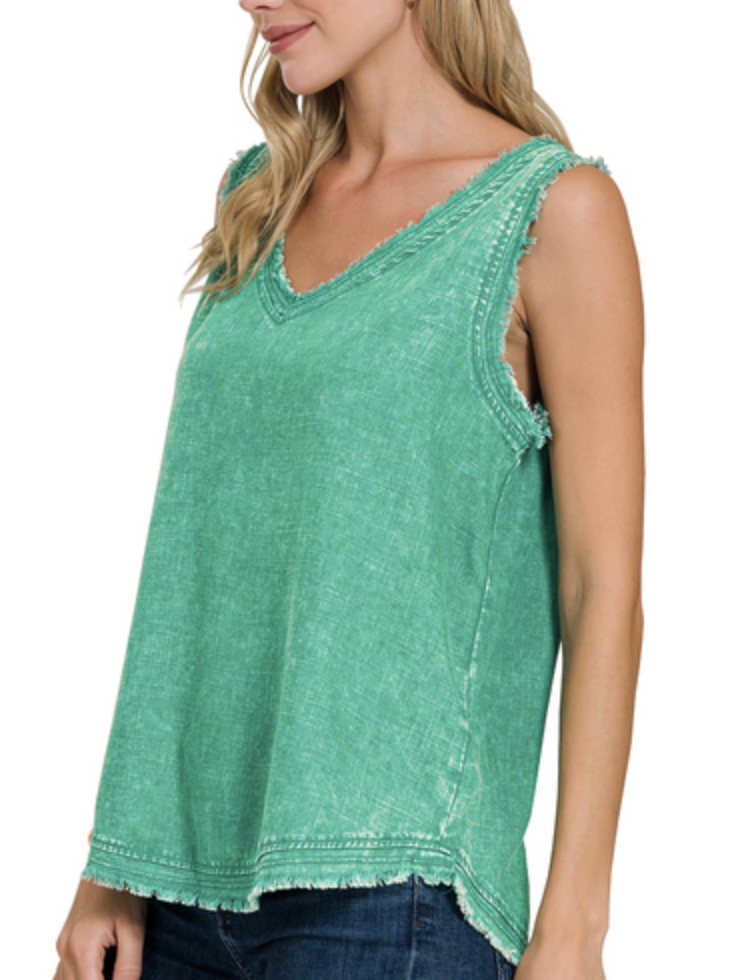 Washed Linen V Neck Top / 3 colors
