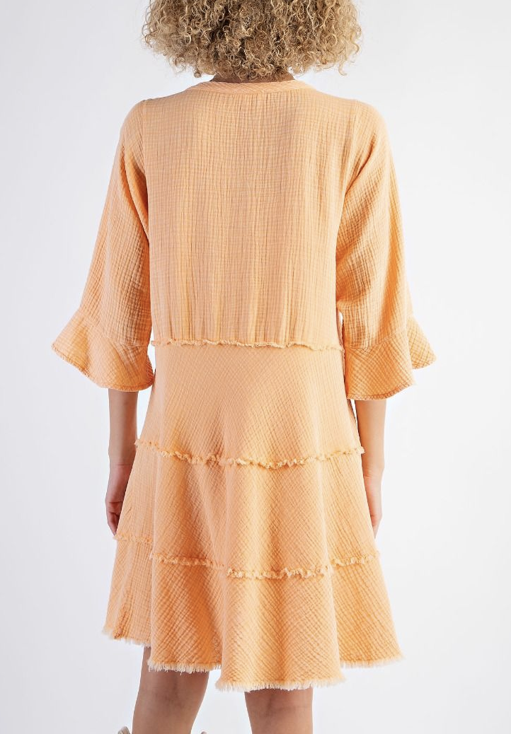 Tangerine Washed Gauze Button Down Dress