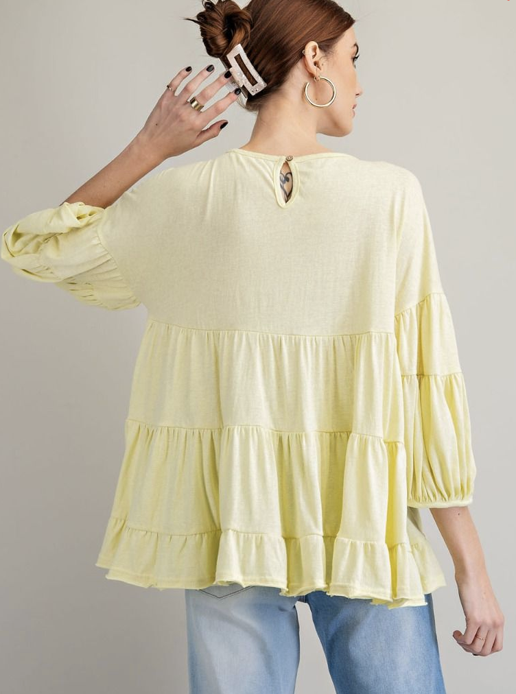 Easel Bubble Sleeve Tunic Top / 2 colors