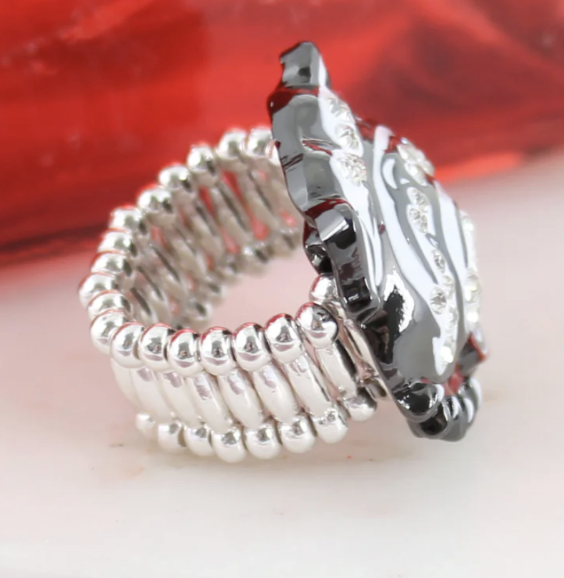 Georgia Bulldog Crystal Logo Stretch Ring