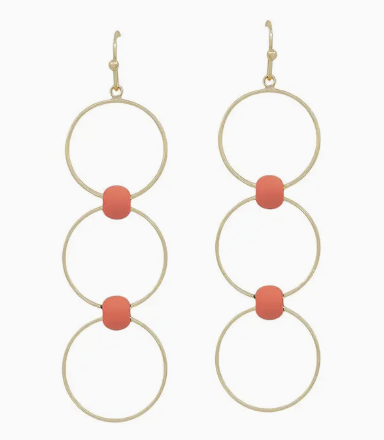 Orange Gameday Triple Circle Drop Earring