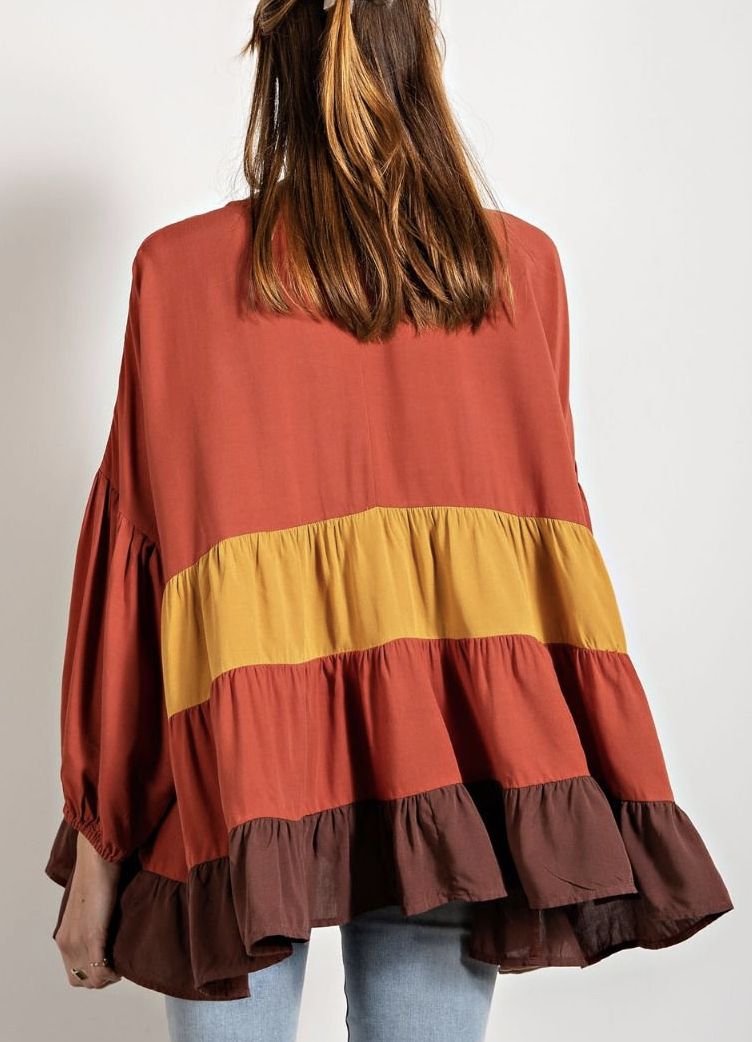 Pumpkin Spice Baby Doll Stripe Top