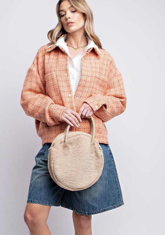 Coral Tweed Botton Down Jacket