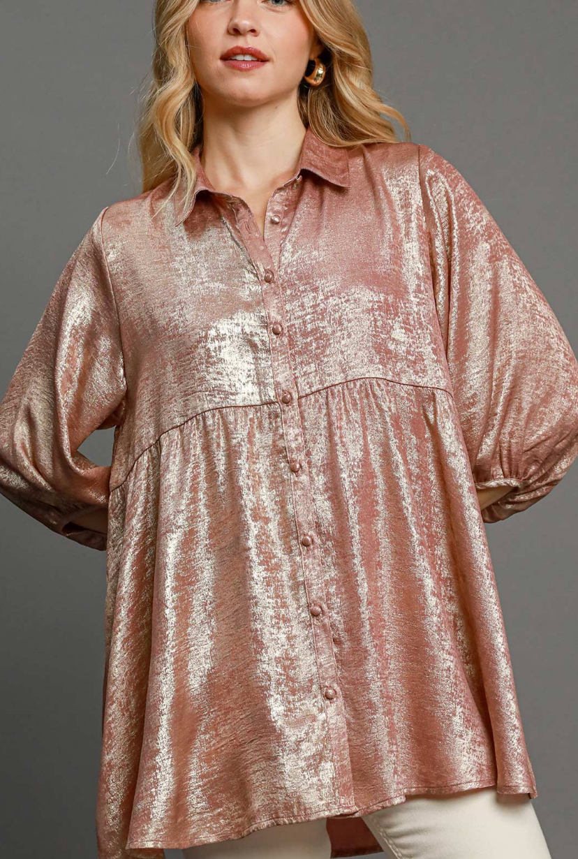 NEW (L) hotsell Metallic Gold Tunic Long Top