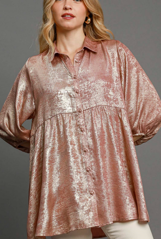 Rose Gold Metallic Tunic Top
