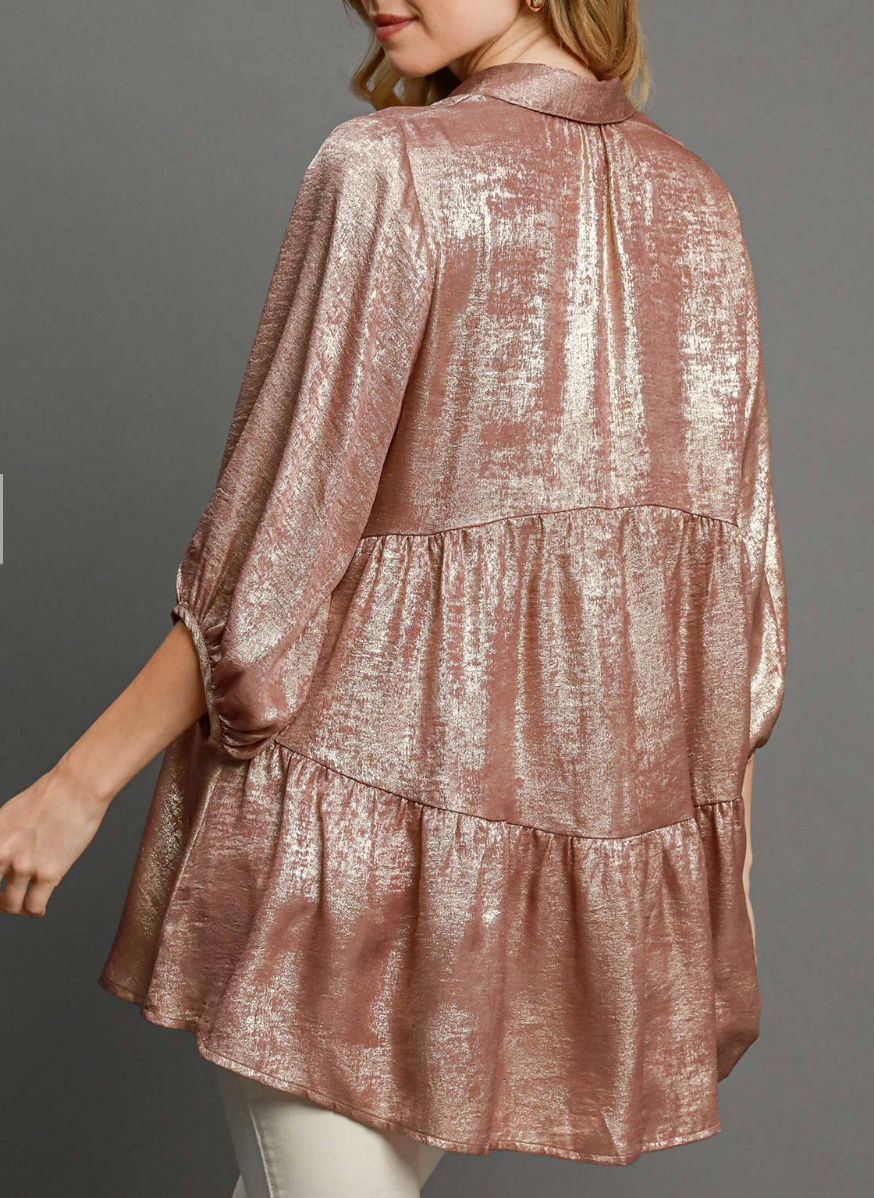Rose Gold Metallic Tunic Top