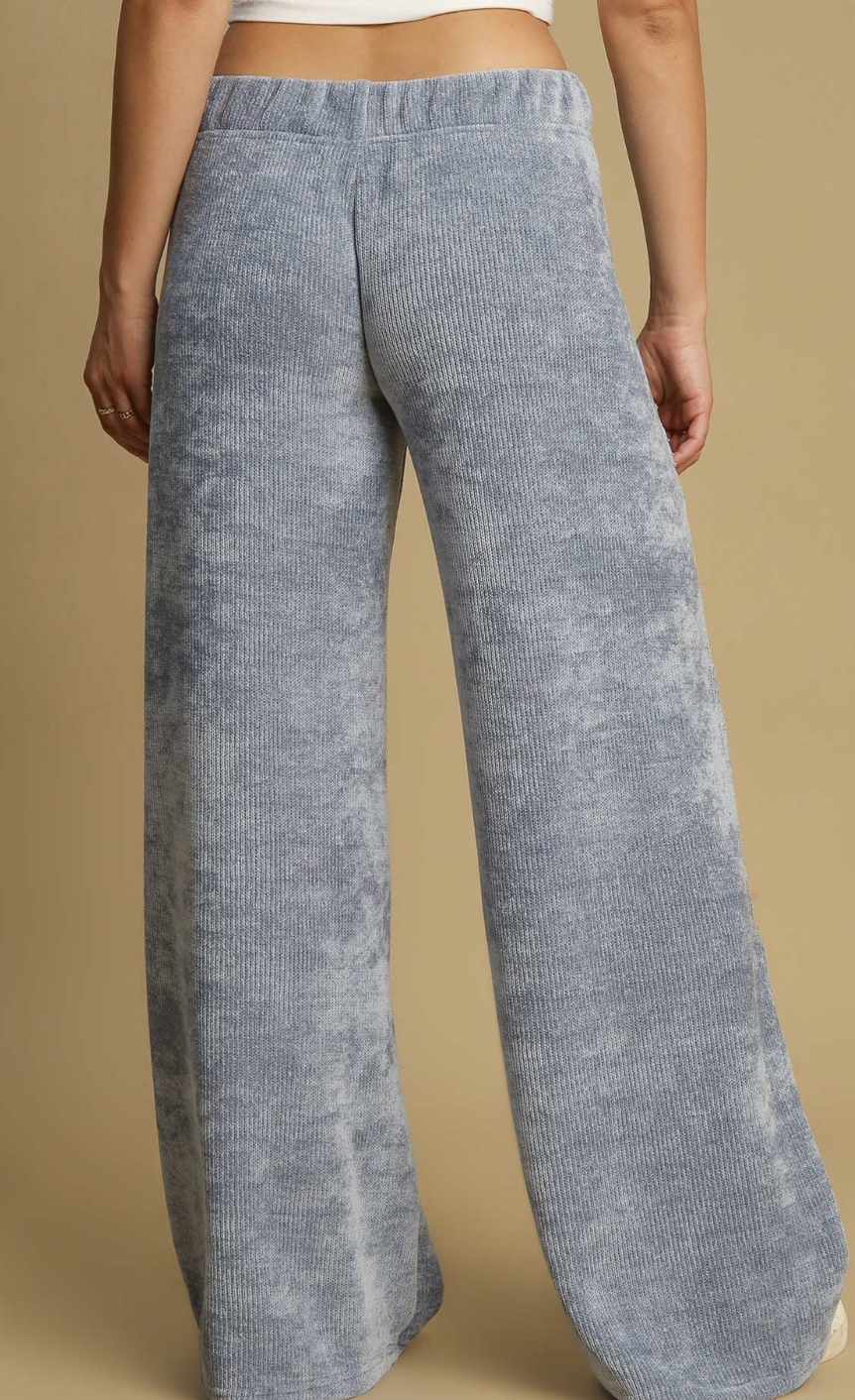 Denim Blue Luxe Knit Wide Leg Pant