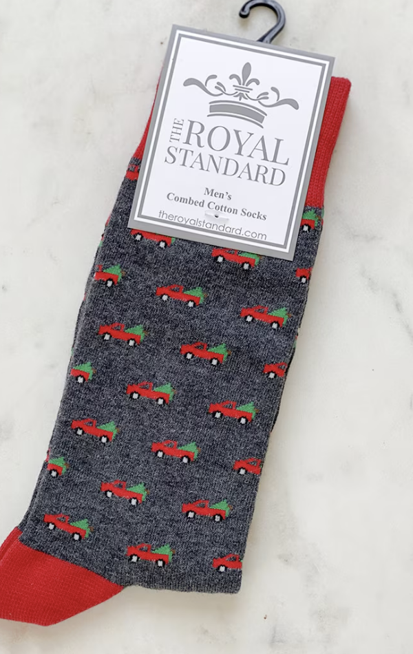 Mens Holiday Socks Red Truck