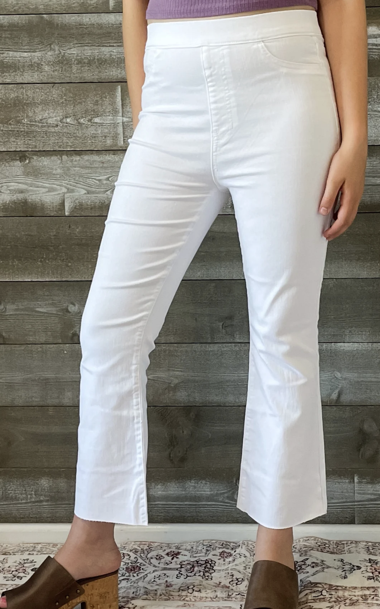 Cello white high rise pull on cropped flare