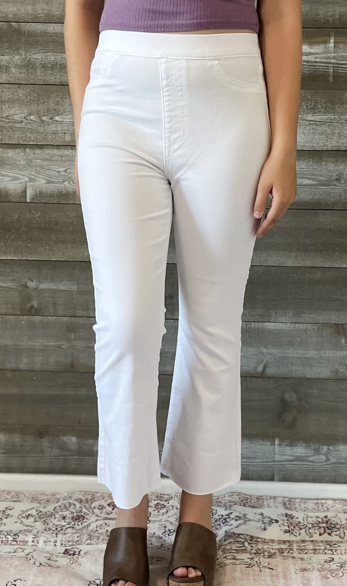 Cello white high rise pull on cropped flare