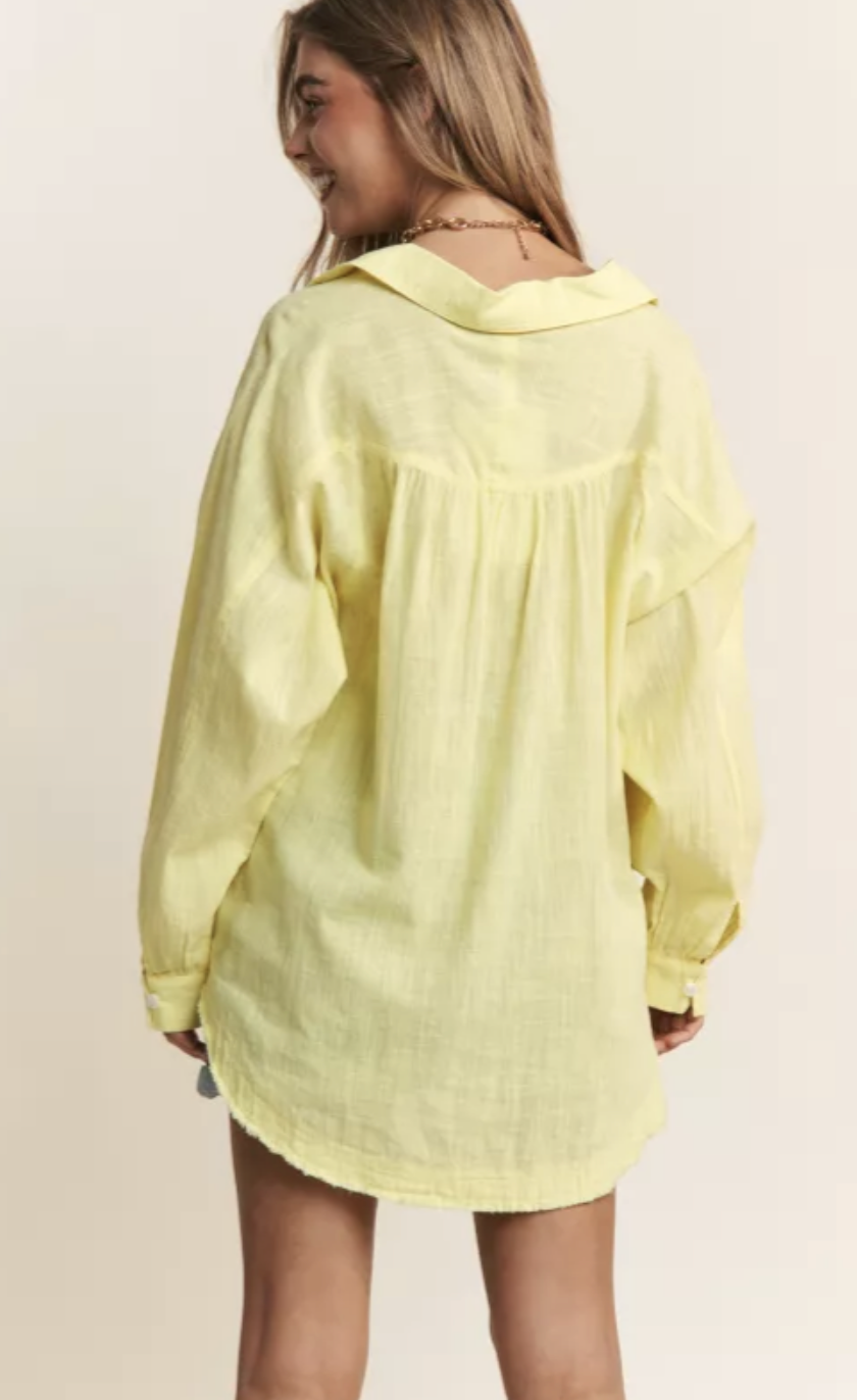 Yellow Button Front Cotton Blouse
