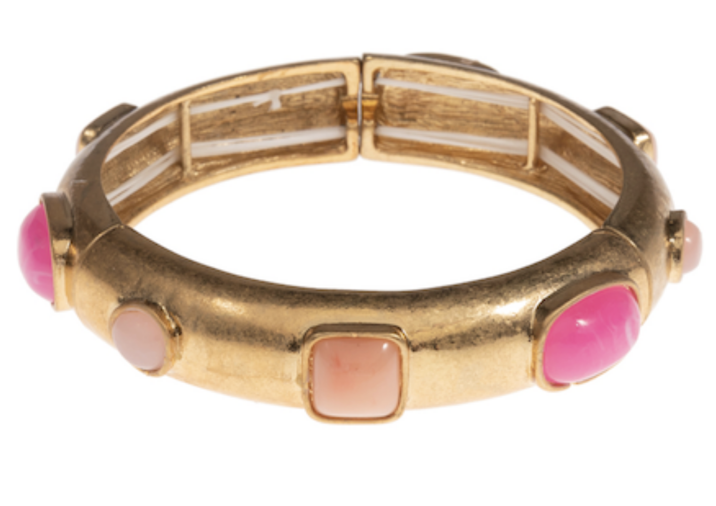 Pink Stone Gold Stretch Bracelet