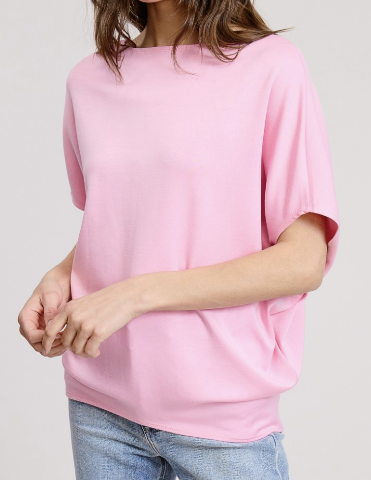 Bubblegum Pink Short Sleeve Dolman Scuba
