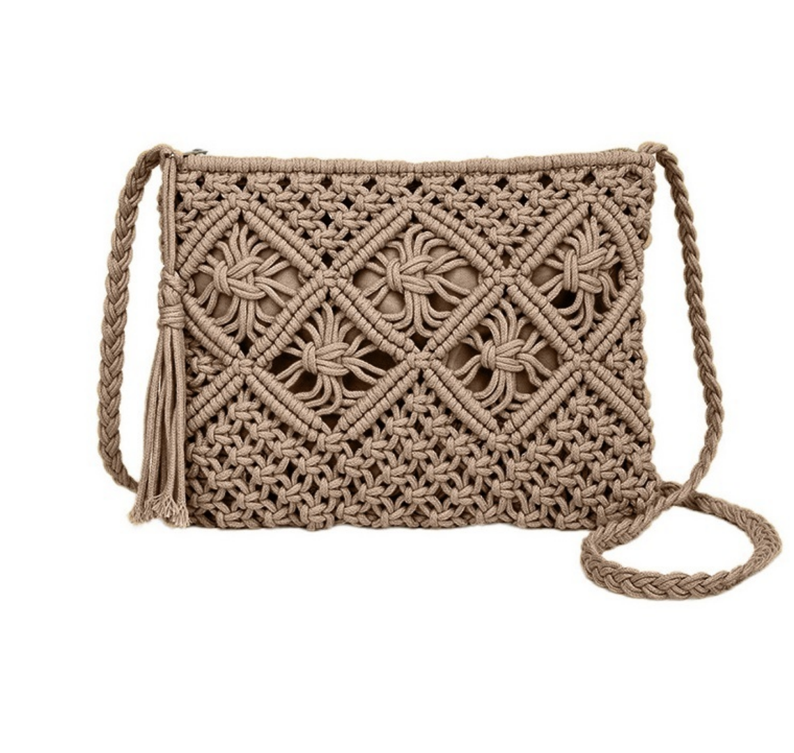 Hand Woven Bohemian Crochet Cross Body Purse / 3 colors