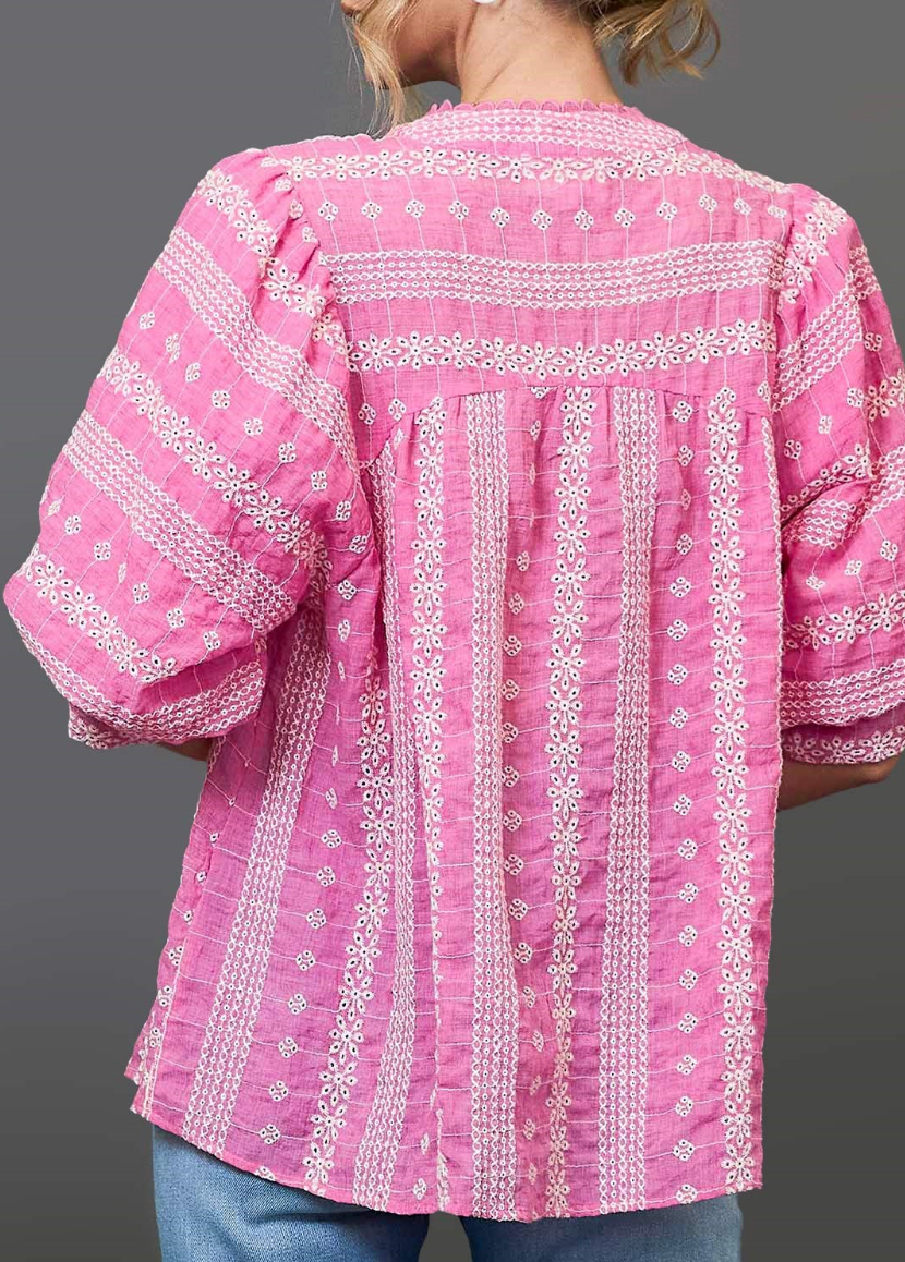 Boho Chic Embroidered Cotton Top