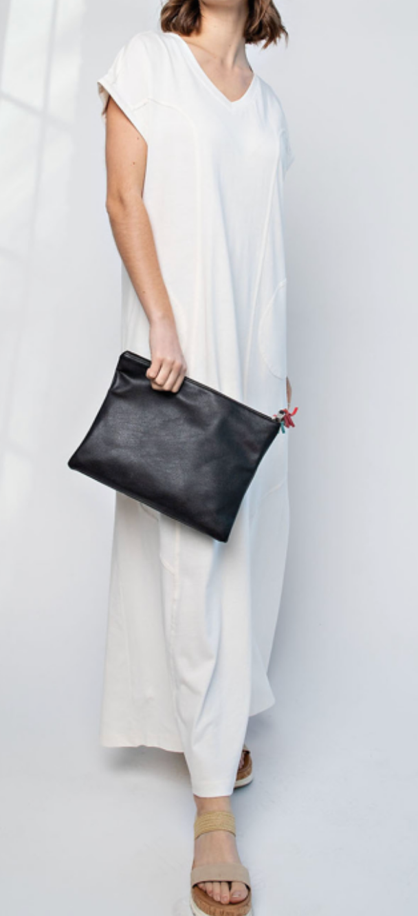Washed Cotton V Neck Maxi Dress / 3 colors