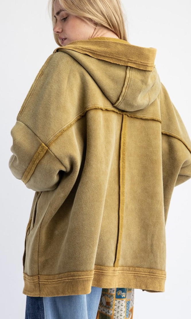 Mineral Washed Terry Knit Cardigan