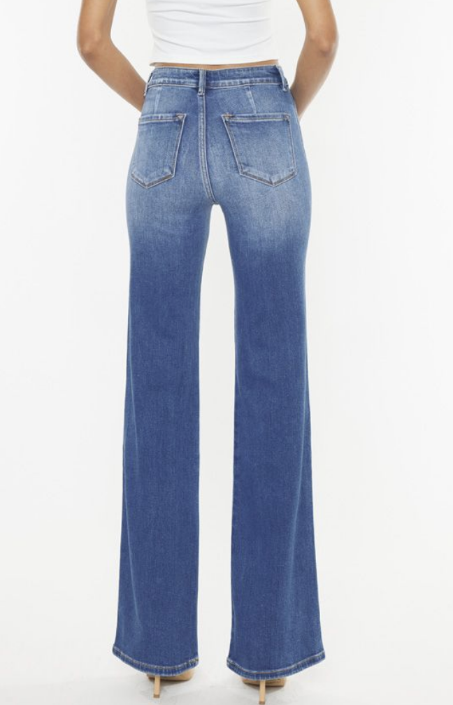 Kan Can High Rise Stretch Flare Leg Jean