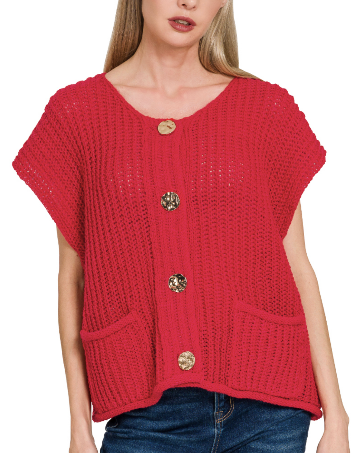 Gold Button Sweater Vest / 2 colors