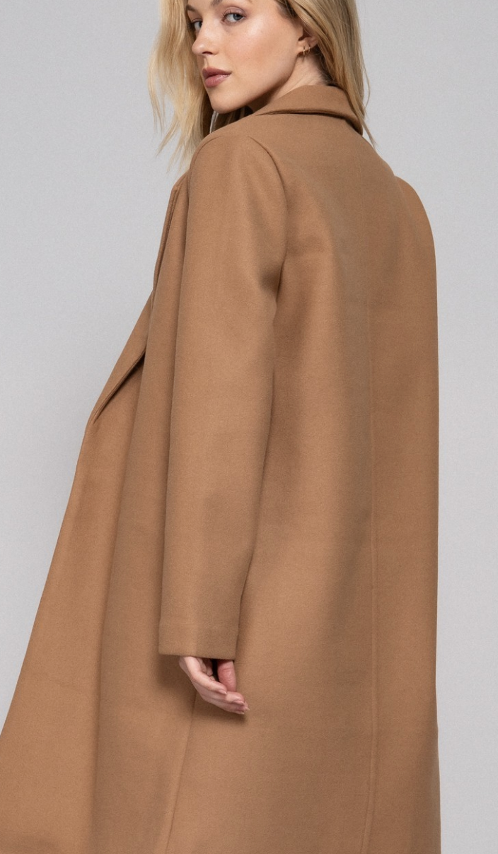 Collared Open Front Long Coat / 3 colors
