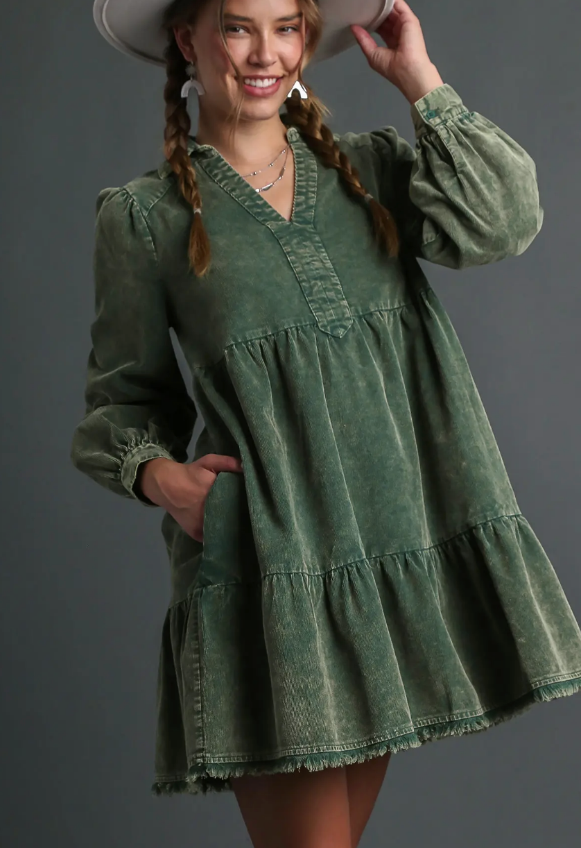 Mineral Wash Corduroy Dress
