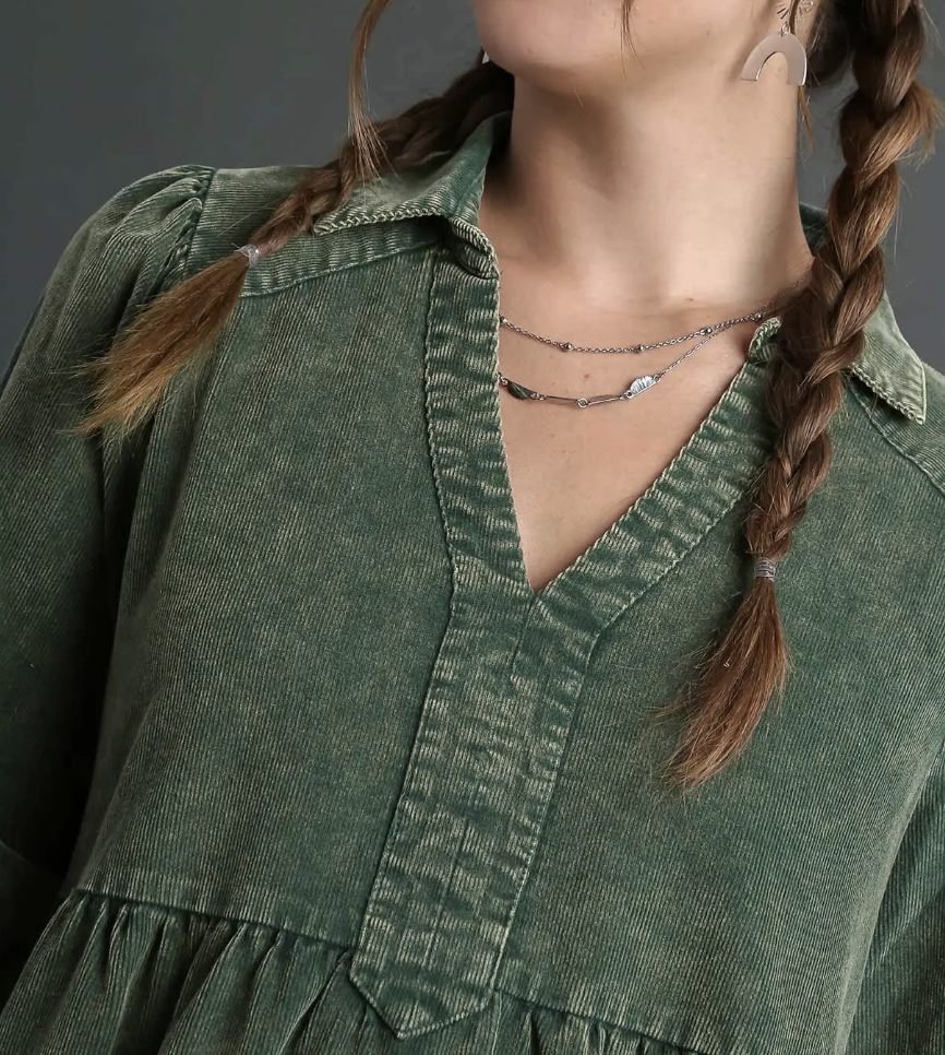 Mineral Wash Corduroy Dress