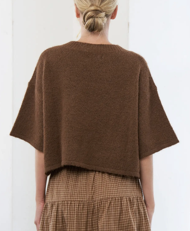 Brown Soft Brushed Knit Button Front Cardigan