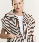 Fuzzy Plush Stripe Vest / 3 colors